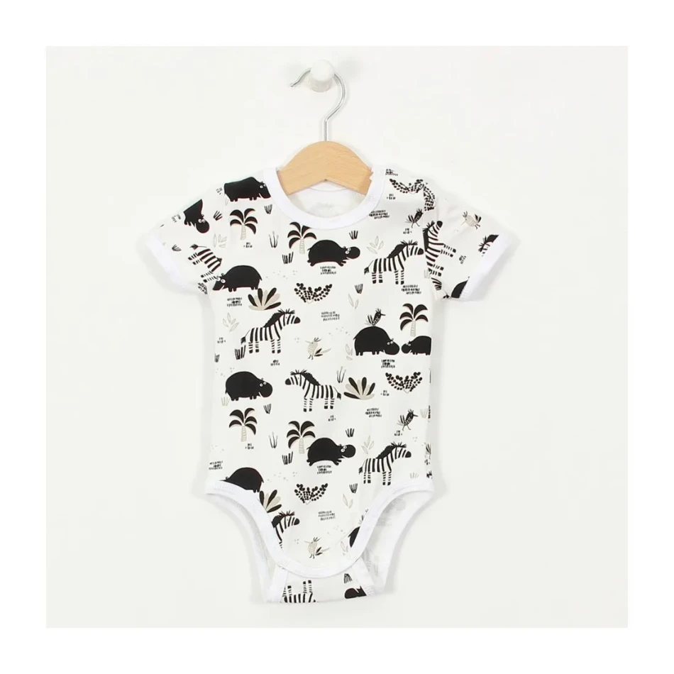 Body a maniche corte "Africa - Bianco... Body a maniche corte "Africa - Bianco...